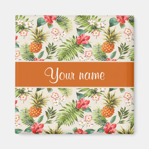 Imán Hibisco de la piña y frondas de la palma