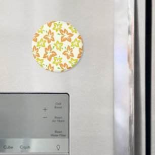 Imán Hibiscus amarillo, Hibiscus Naranja, patrón floral