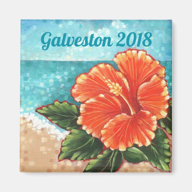Imán "Hibiscus by the Beach" Personalizado 2" (Frente)