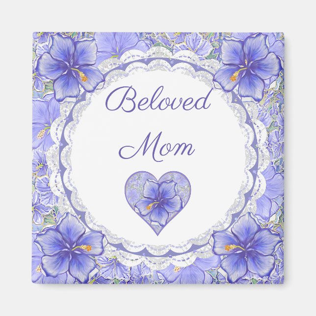 Imán Hibiscus & lace BLUE (Frente)