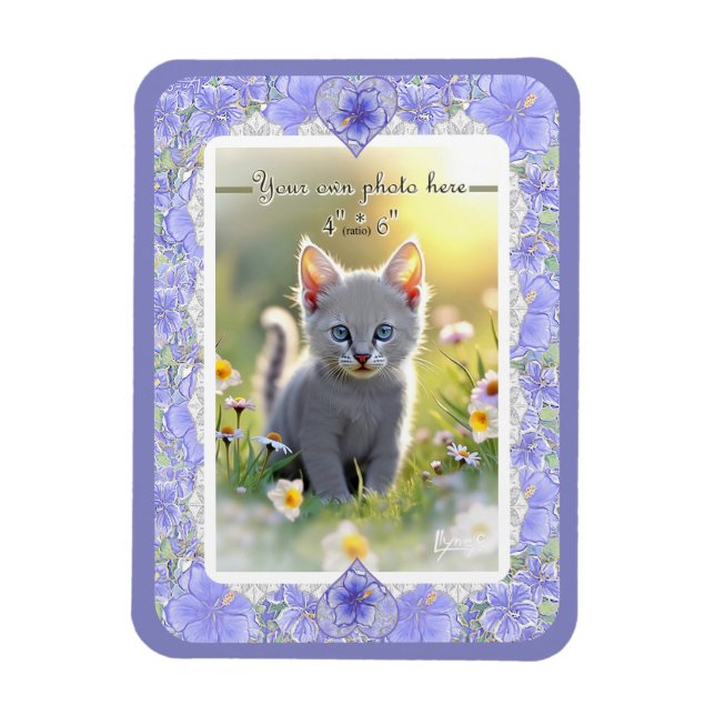 Imán Hibiscus & lace BLUE (Vertical)