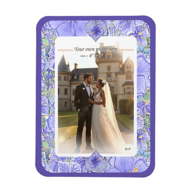 Imán Hibiscus & lace BLUE (Vertical)