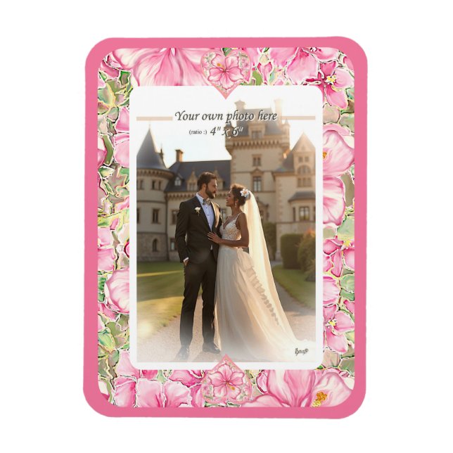 Imán Hibiscus & lace PINK (Vertical)