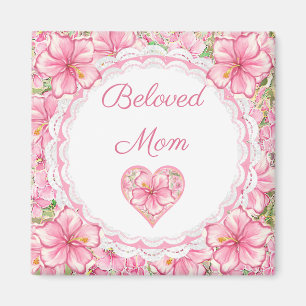 Imán Hibiscus & lace PINK