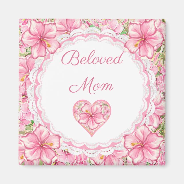 Imán Hibiscus & lace PINK (Frente)