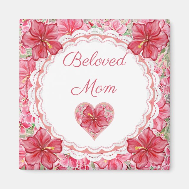 Imán Hibiscus & lace RED (Frente)