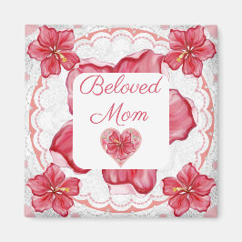 Imán Hibiscus & lace RED