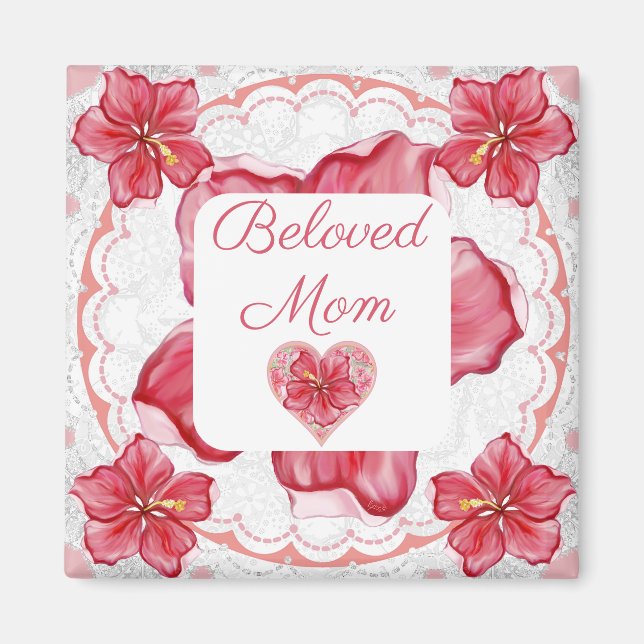 Imán Hibiscus & lace RED (Frente)