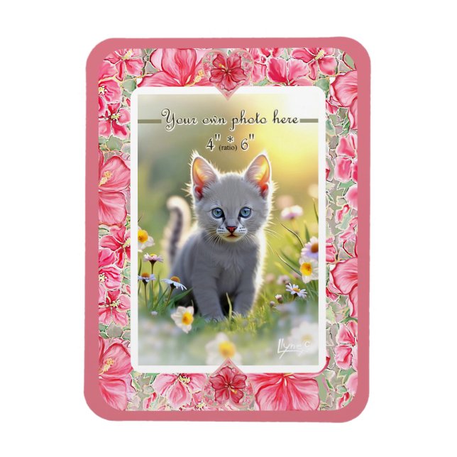 Imán Hibiscus & lace RED (Vertical)