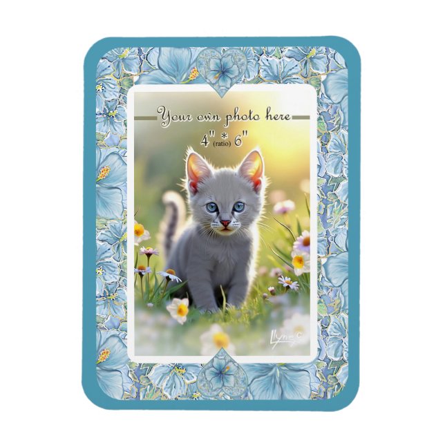 Imán Hibiscus & lace TURQUOISE (Vertical)