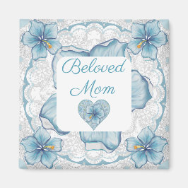 Imán Hibiscus & lace TURQUOISE