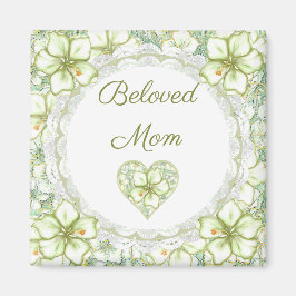 Imán Hibiscus & lace WHITE