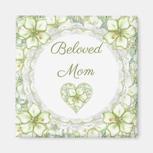 Imán Hibiscus & lace WHITE