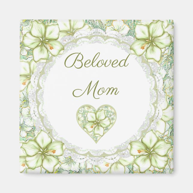 Imán Hibiscus & lace WHITE (Frente)