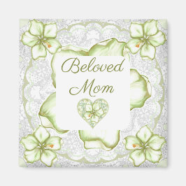 Imán Hibiscus & lace WHITE