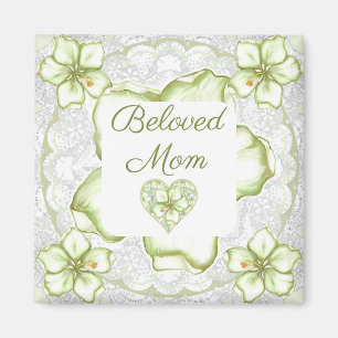 Imán Hibiscus & lace WHITE