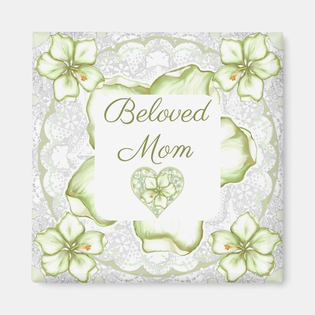 Imán Hibiscus & lace WHITE (Frente)