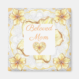 Imán Hibiscus & lace YELLOW