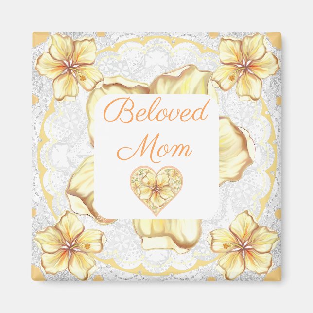 Imán Hibiscus & lace YELLOW (Frente)