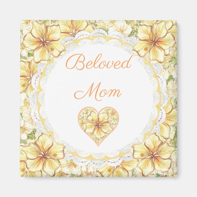 Imán Hibiscus & lace YELLOW (Frente)