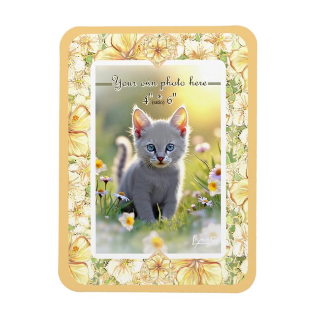 Imán Hibiscus & lace YELLOW (Vertical)