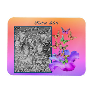 Imán Hibiscus Y Butterfly agregan tu foto personalizada