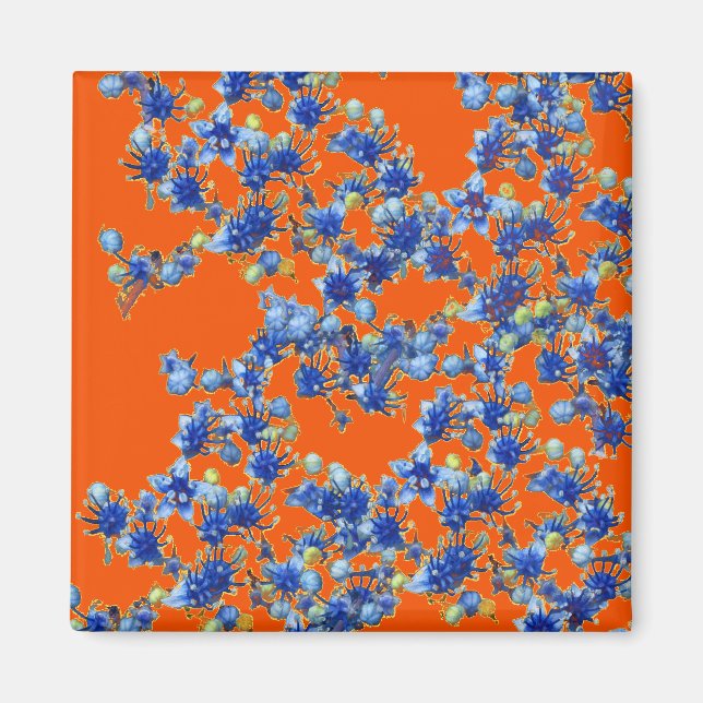 Imán hidrangea naranja y azul (Frente)