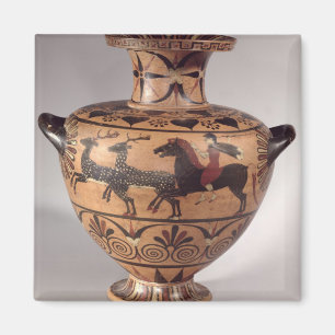 Imán Hidria, escena de caza, griego arcaico, figura neg