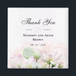 Imán Hidromasaje y acuarela Loti Gracias<br><div class="desc">Flores y nenúfares de color agua elegantes y elegantes bodas Gracias a su diseño en colores pastel rosa,  verde y blanco. Personalice cambiando los nombres y la fecha.</div>