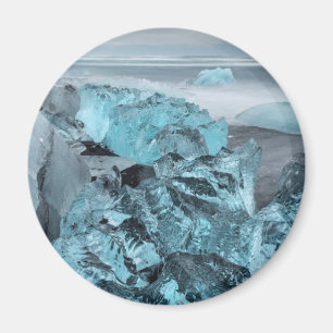 Imán Hielo azul en el paisaje marino de la playa, Islan