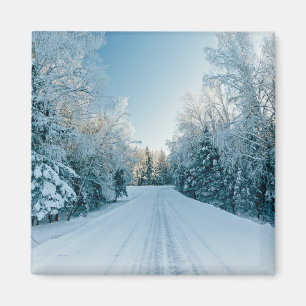 Imán Hielo y nieve   Camino de invierno congelado Rusia