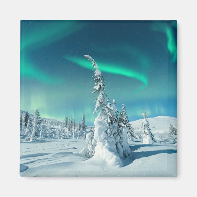 Imán Hielo y nieve | Luces boreales, Laponia, Finlandia (Frente)