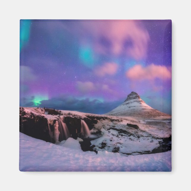 Imán Hielo y nieve | Luces boreales, Montaña Kirkjufall (Frente)