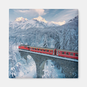 Imán Hielo y nieve   Red Bernina Express Train Suiza