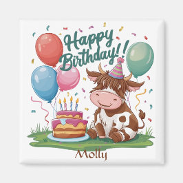Imán Highland Cow Happy Birday