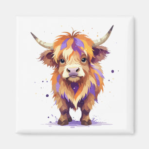 Imán Highland Cow Playful Adorable Fun Animal Coloroso