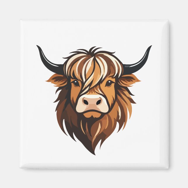 Imán Highland Cow Vector Art Animal Ciudad urbana moder (Frente)