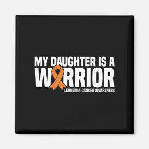 Imán Hija guerrera Naranja Ribbon Leukemia Cáncer Awa