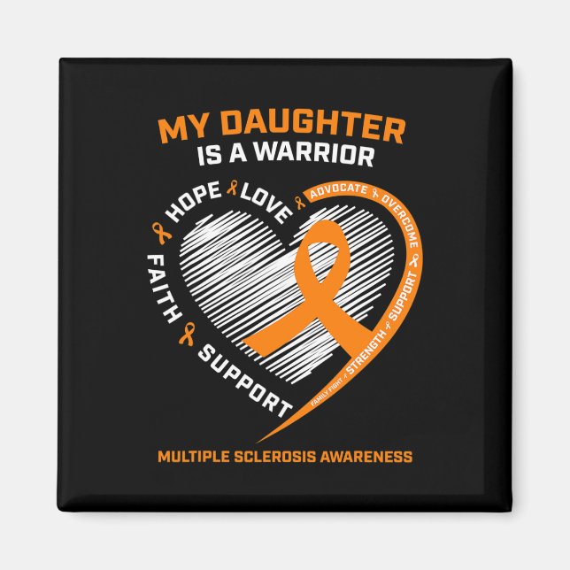Imán Hija guerrera Usa Naranja Esclerosis Múltiple Aw (Frente)