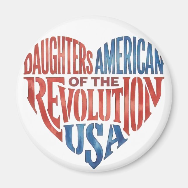 Imán Hijas de la Revolución Americana Corazón EE. UU. (Frente)