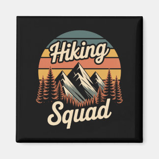 Imán Hiking Squad Retro Mountain Camng Hiking Trip