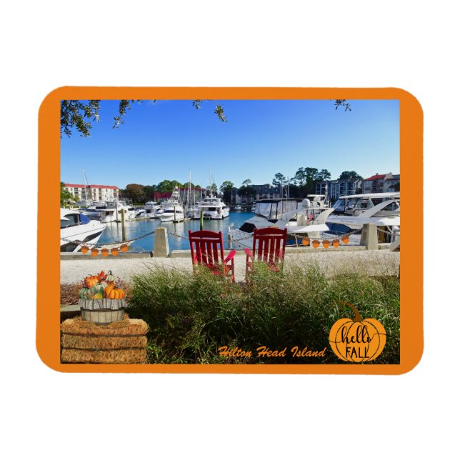 Imán Hilton Head Island Harbour Town Marina Hello Fall (Horizontal)