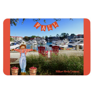 Imán Hilton Head Island Sea Pines Marina Fall Scarecrow