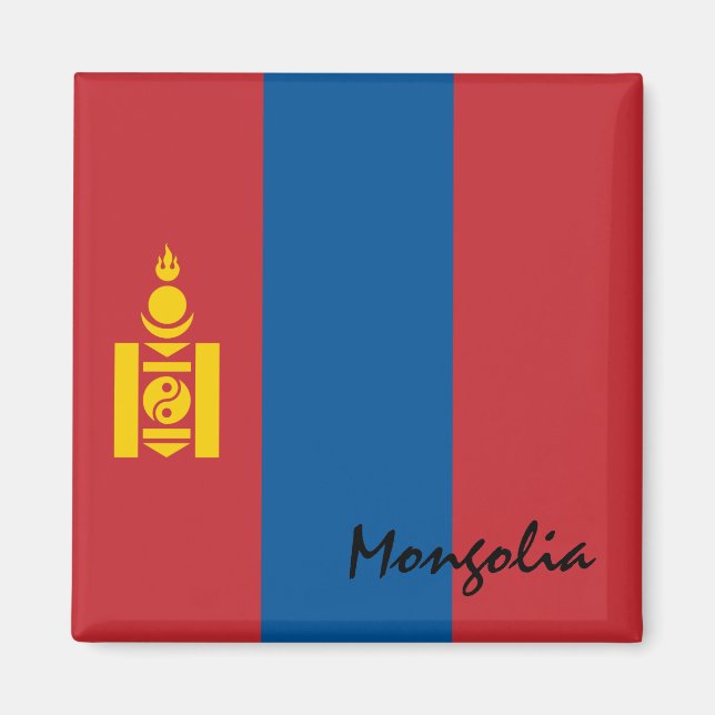 Imán Hinchas de la bandera de Mongolia y hinchas de las (Frente)
