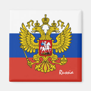 Imán Hinchas de la bandera rusa y hinchas de feriado y 