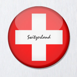 Imán Hinchas de la bandera suiza y hinchas de deportes/