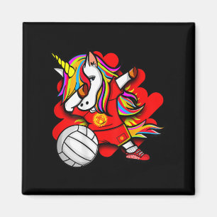 Imán Hinchas de voleibol de Kirguistán Dabbing Unicorn