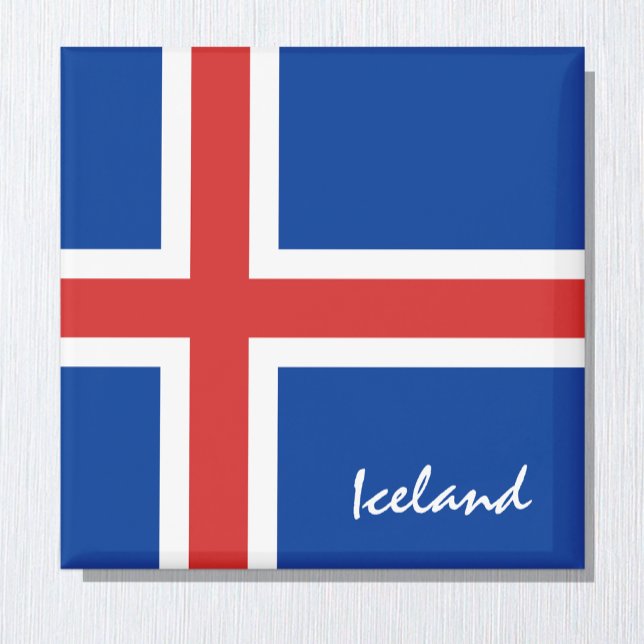 Imán Hinchas islandesas y hinchas de vacaciones y depor (Iceland Flag Magnet)