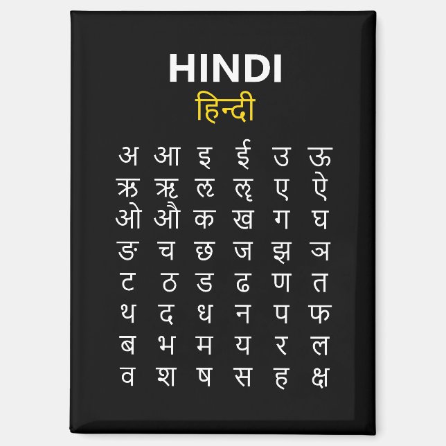 Imán Hindi Alphabet अ–क्ष Devanagari Script (Anverso)