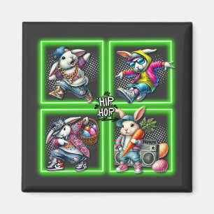 Imán Hip Hop Easter Bunny Buddies, Neon Green